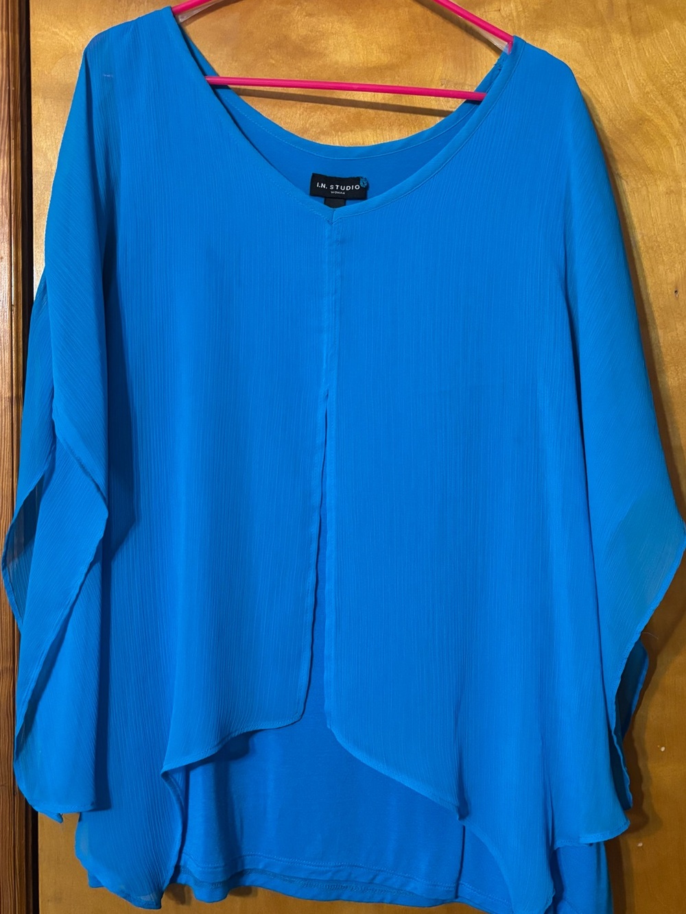 I.N. Studio Bright Blue V-Neck Flowing Tunic